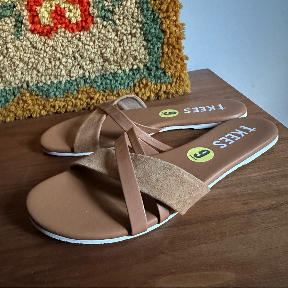 Tkees Chestnut Leather Strappy Sandals Size 9
